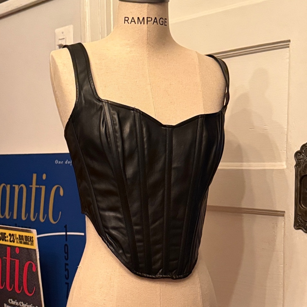 Bardot Black Faux Leather Crop Top